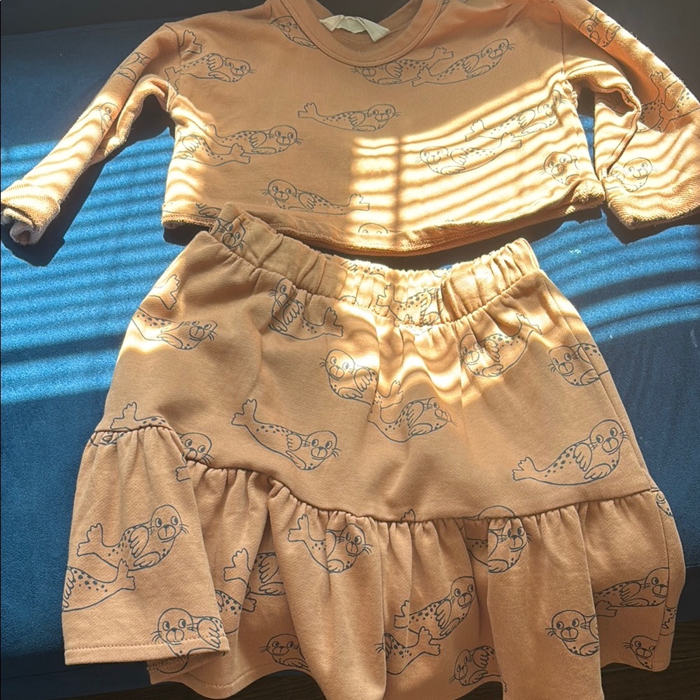 Charming Brown Seal Print Two-Piece Set